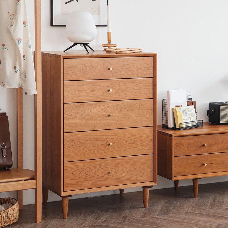 Contemporary Chest 5 - Drawer Solid Wood Knobs Straight Legs Accent Chest Clearhalo 'Cabinets & Chests' 'cabinets_chests' 'furn' 'furn_cabinets_chests' 'Furniture' 'Living Room Furniture' 6434100