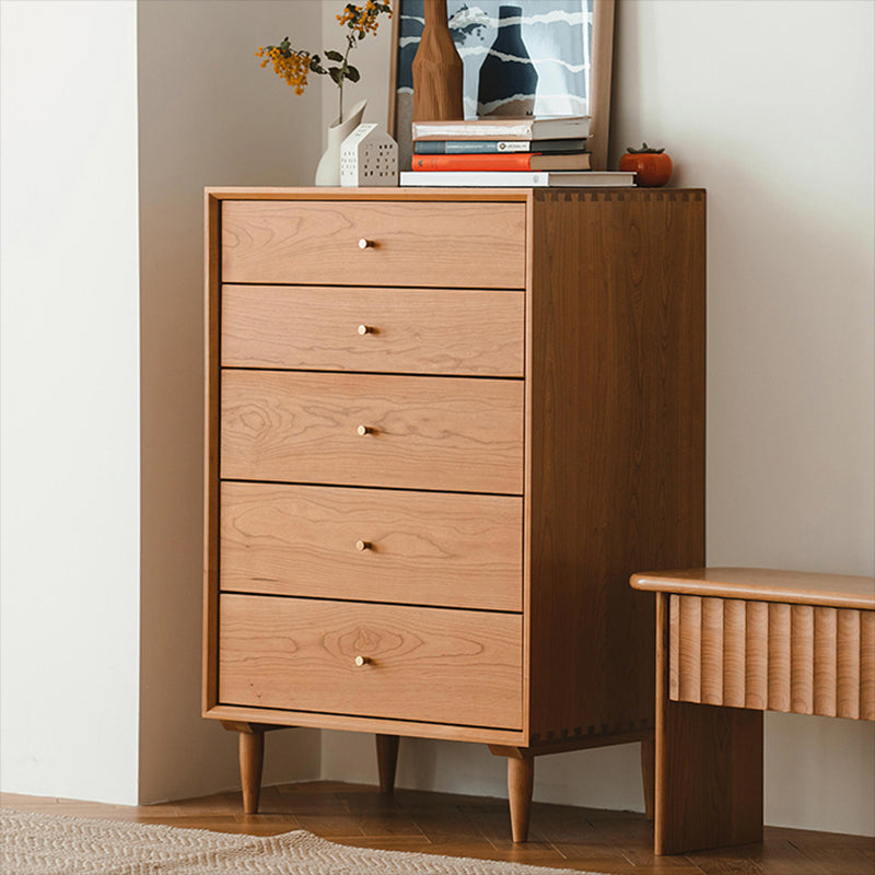 Contemporary Chest 5 - Drawer Solid Wood Knobs Straight Legs Accent Chest Clearhalo 'Cabinets & Chests' 'cabinets_chests' 'furn' 'furn_cabinets_chests' 'Furniture' 'Living Room Furniture' 6434102
