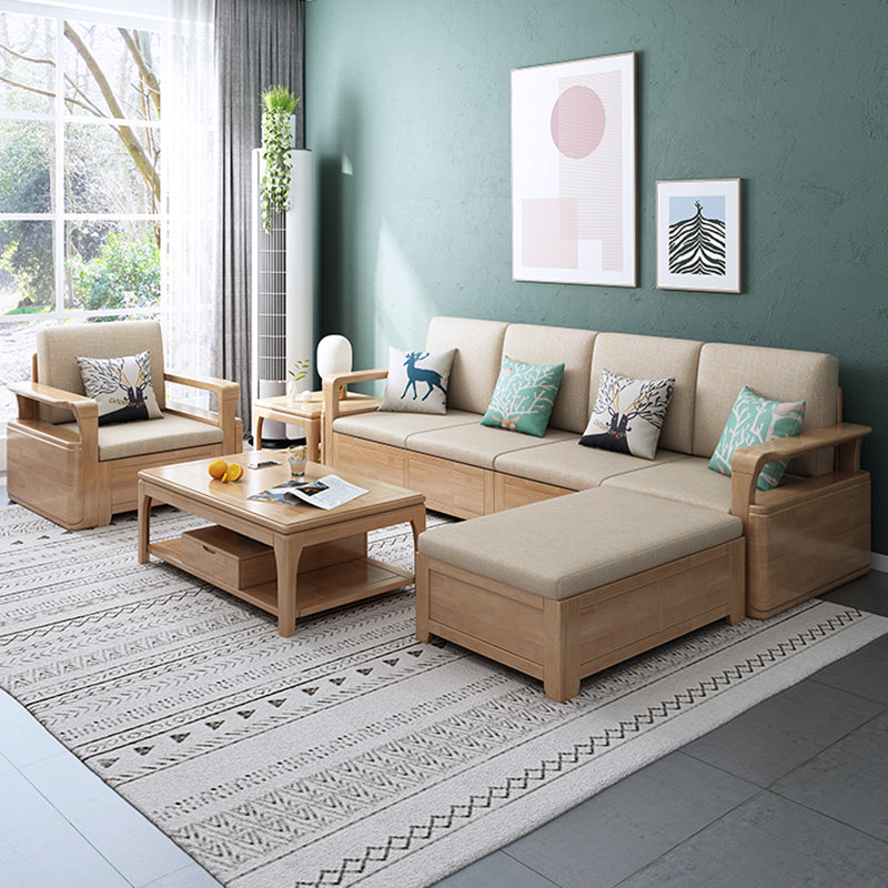 24 "H Scandinavo di divano sezionale in tessuto crema sezionale