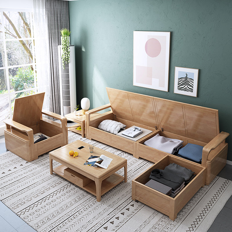 24 "H Scandinavo di divano sezionale in tessuto crema sezionale