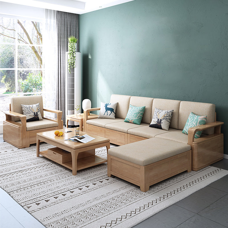 24 "H Scandinavo di divano sezionale in tessuto crema sezionale