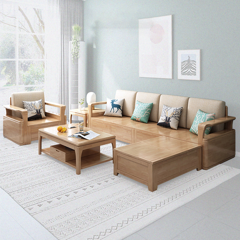 24 "H Scandinavo di divano sezionale in tessuto crema sezionale