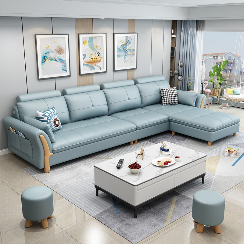 64 "W Scandinavo di divano sezionale in pelle trapuntata sezionale