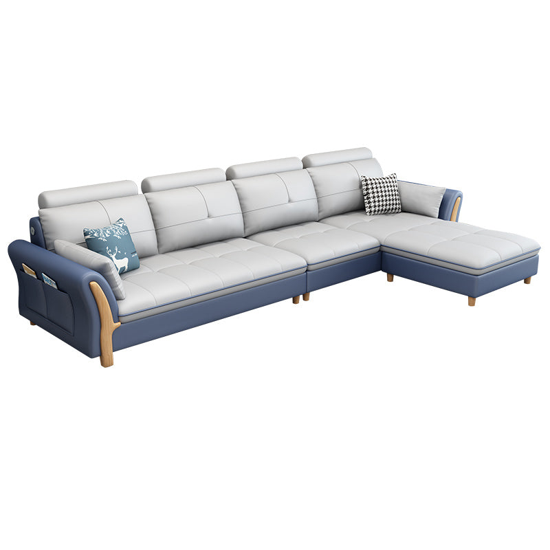 64 "W Scandinavo di divano sezionale in pelle trapuntata sezionale