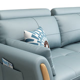 64 "W Scandinavian Sectional Sofa Storage Leder Tufted Sectional