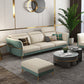Glam Sectional Sofa White Pillowed Back Leather Cushions Sectional
