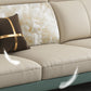 Glam Sectional Sofa White Pillowed Back Leather Cushions Sectional