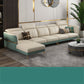 Glam Sectional Sofa White Pillowed Back Leather Cushions Sectional