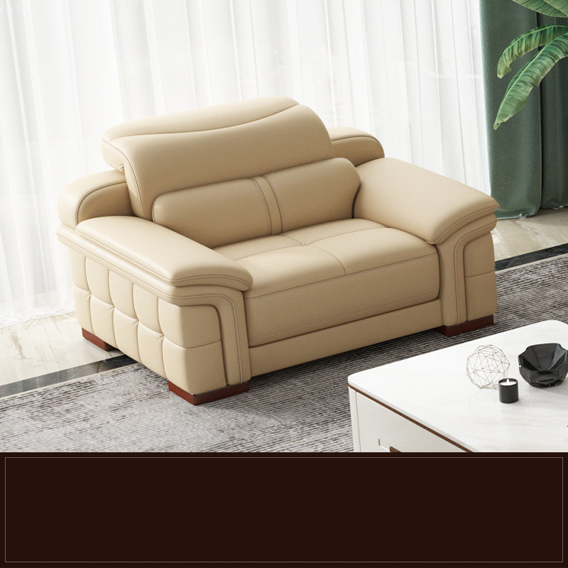 38 "H Hedendaagse sectionele sofa beige leer getuft sectional