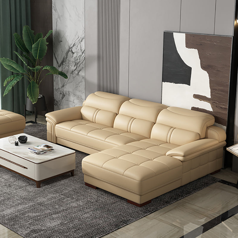 38 "H Hedendaagse sectionele sofa beige leer getuft sectional