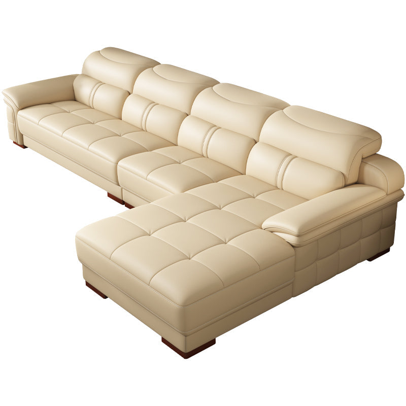 38 "H Hedendaagse sectionele sofa beige leer getuft sectional