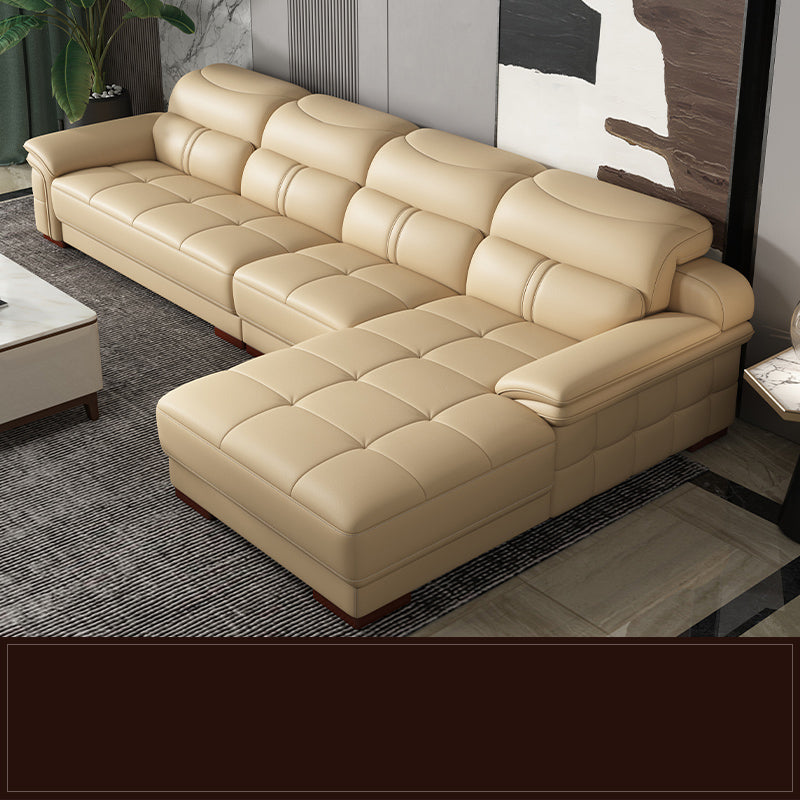 38 "H Hedendaagse sectionele sofa beige leer getuft sectional