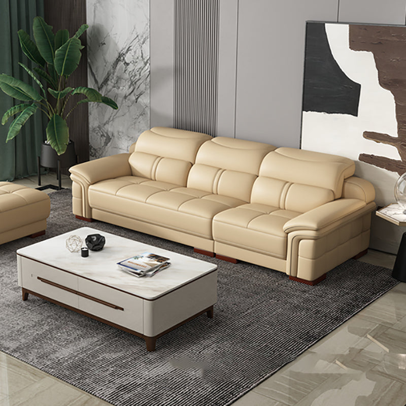 38 "H Hedendaagse sectionele sofa beige leer getuft sectional