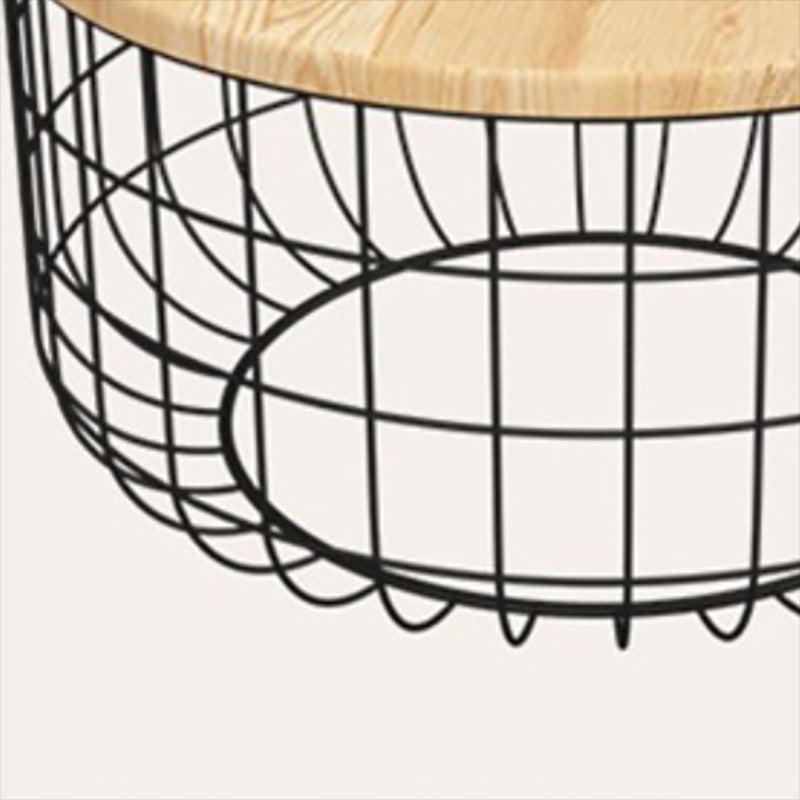 Scandinavian Natural Round Wood Coffee Table Frame Iron Cocktail Table Clearhalo 'Coffee & Accent Tables' 'Coffee Tables' 'coffee_tables' 'furn' 'furn_coffee_tables' 'Furniture' 'Living Room Furniture' 6434267
