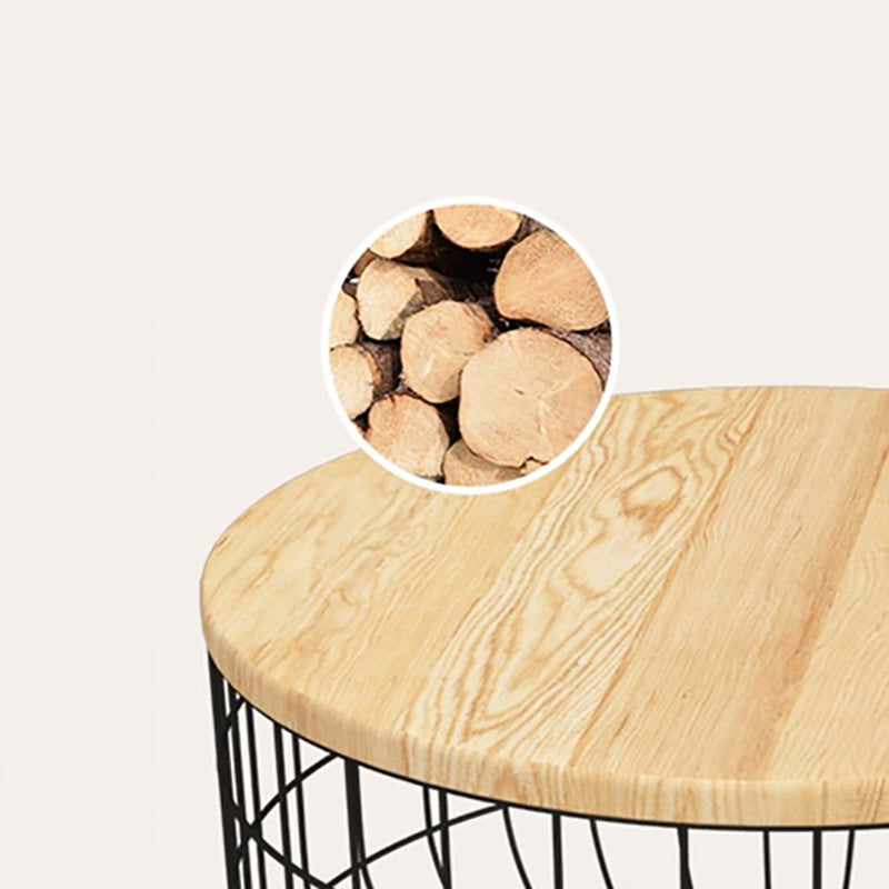 Scandinavian Natural Round Wood Coffee Table Frame Iron Cocktail Table Clearhalo 'Coffee & Accent Tables' 'Coffee Tables' 'coffee_tables' 'furn' 'furn_coffee_tables' 'Furniture' 'Living Room Furniture' 6434269
