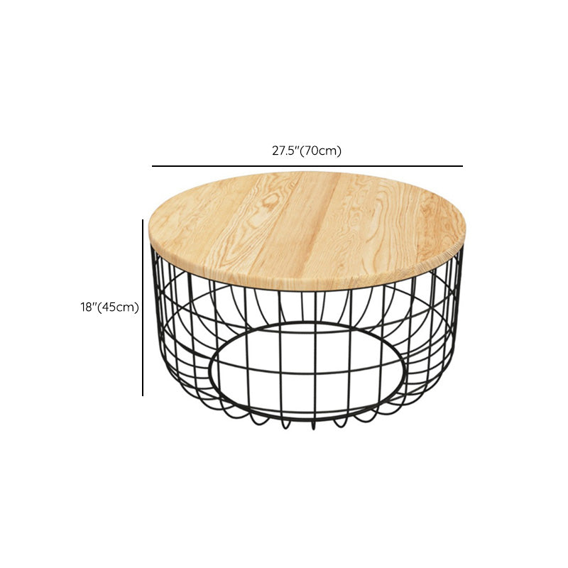 Scandinavian Natural Round Wood Coffee Table Frame Iron Cocktail Table Clearhalo 'Coffee & Accent Tables' 'Coffee Tables' 'coffee_tables' 'furn' 'furn_coffee_tables' 'Furniture' 'Living Room Furniture' 6434276