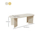 Tavolino da caffè ovale moderno in legno con 4 gambe in bianco/giallo