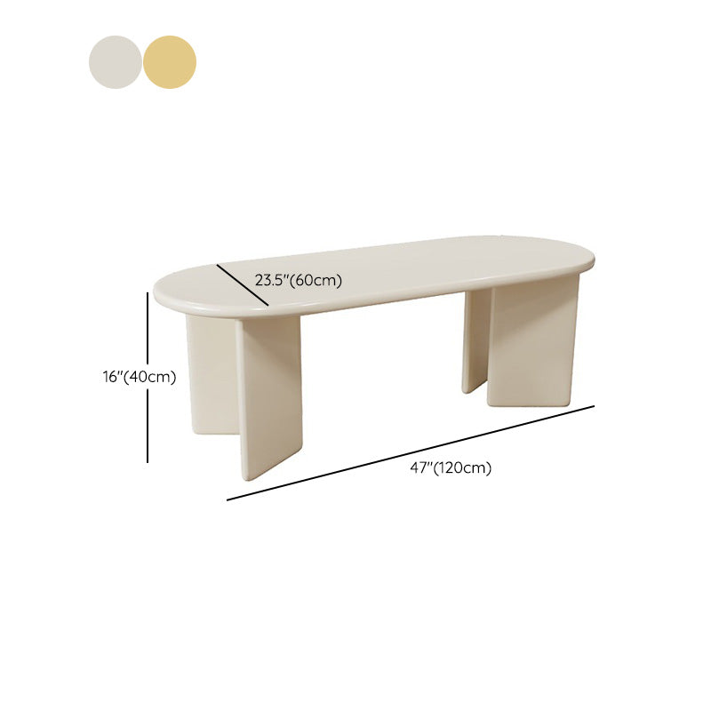 Tavolino da caffè ovale moderno in legno con 4 gambe in bianco/giallo