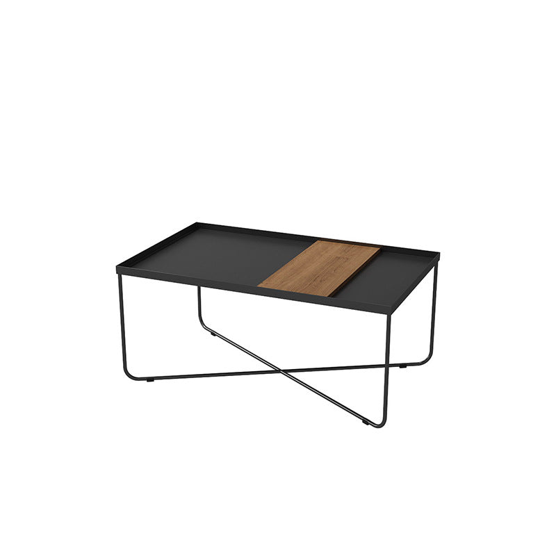 Table basse à pieds croisés, Table basse en fer noir avec plateau