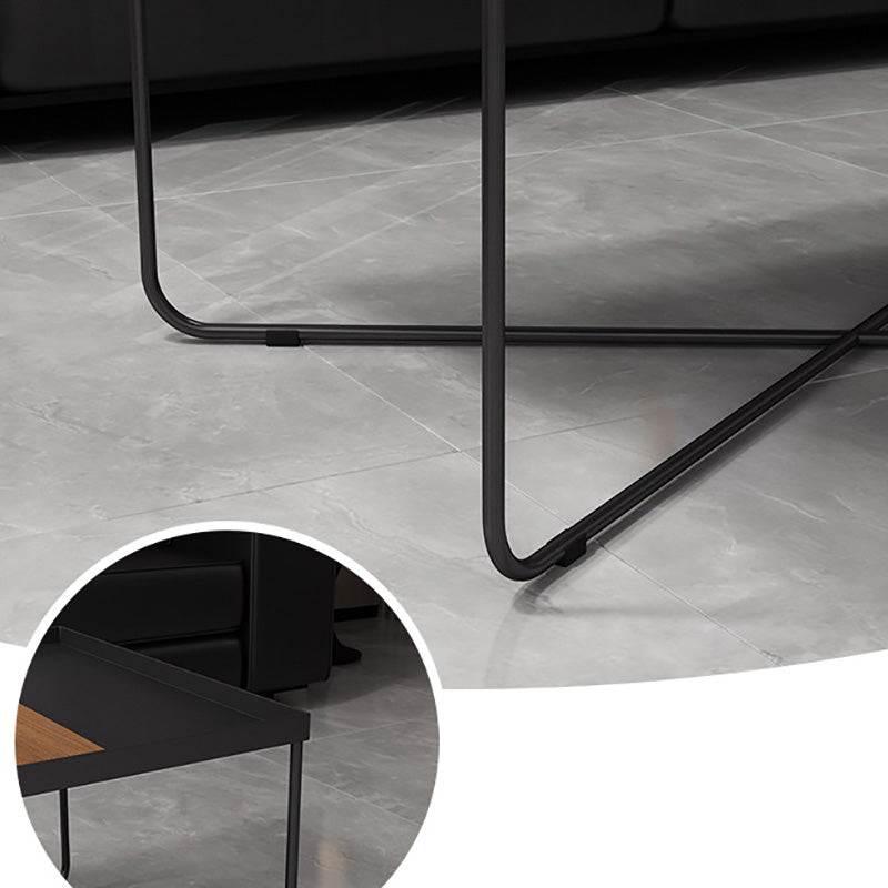 Table basse à pieds croisés, Table basse en fer noir avec plateau