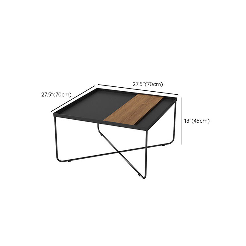 Table basse à pieds croisés, Table basse en fer noir avec plateau