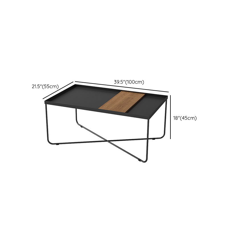 Table basse à pieds croisés, Table basse en fer noir avec plateau
