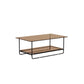 17.7"H Rectangle Glass Coffee Table Metal Sled Base Cocktail Table with Shelf Tan Clearhalo 'Coffee & Accent Tables' 'Coffee Tables' 'coffee_tables' 'furn' 'furn_coffee_tables' 'Furniture' 'Living Room Furniture' 6434346