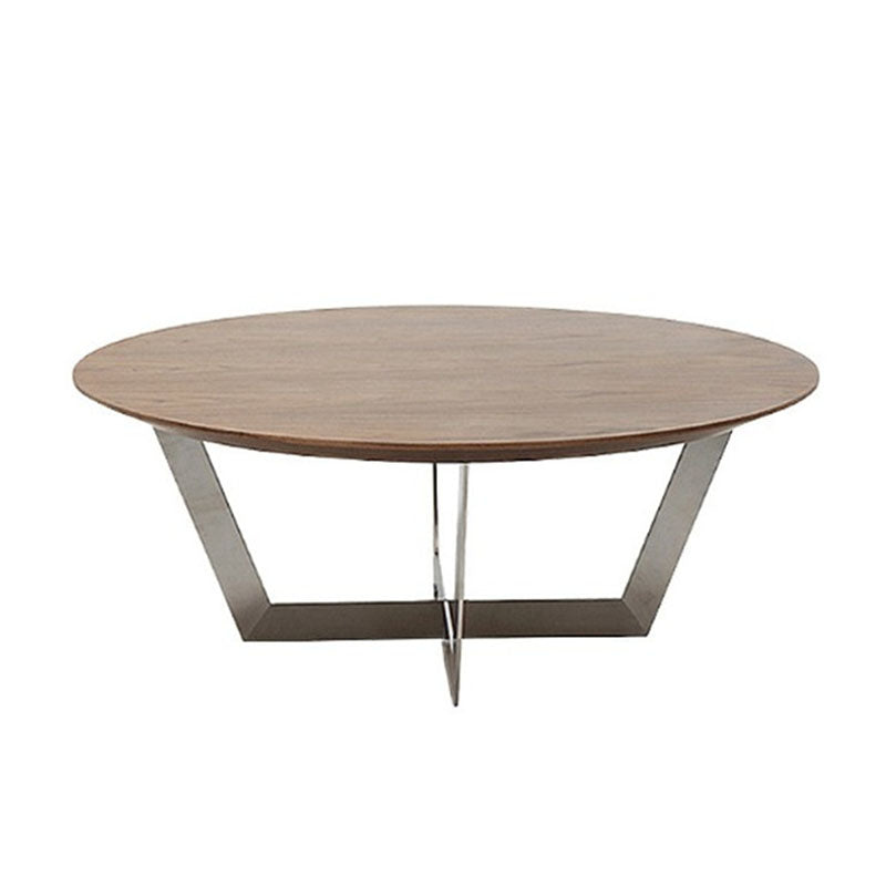 Cross Legs 1 Einzel-Couchtisch in Braun, runder skandinavischer Cocktailtisch aus massivem Holz