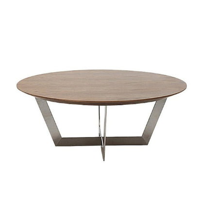 Cross Legs 1 Einzel-Couchtisch in Braun, runder skandinavischer Cocktailtisch aus massivem Holz