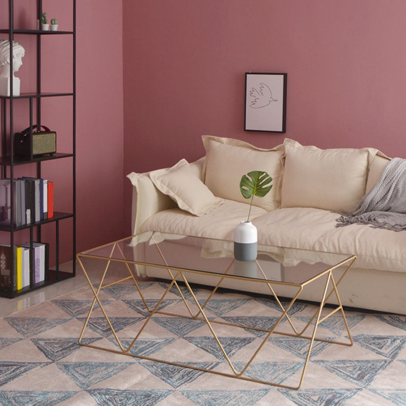 Table basse avec plateau en verre, moderne, Simple, rectangulaire, claire, avec cadre