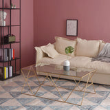 フレームガラストップコーヒーテーブルモダンなシンプルなクリア長方形カクテルテーブル