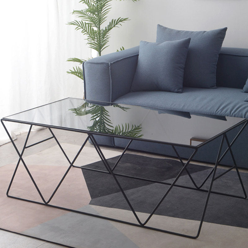 Table basse avec plateau en verre, moderne, Simple, rectangulaire, claire, avec cadre