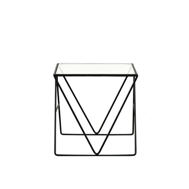 Table basse avec plateau en verre, moderne, Simple, rectangulaire, claire, avec cadre