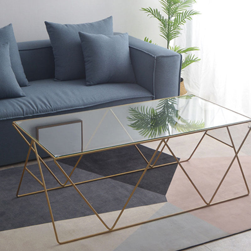 Table basse avec plateau en verre, moderne, Simple, rectangulaire, claire, avec cadre