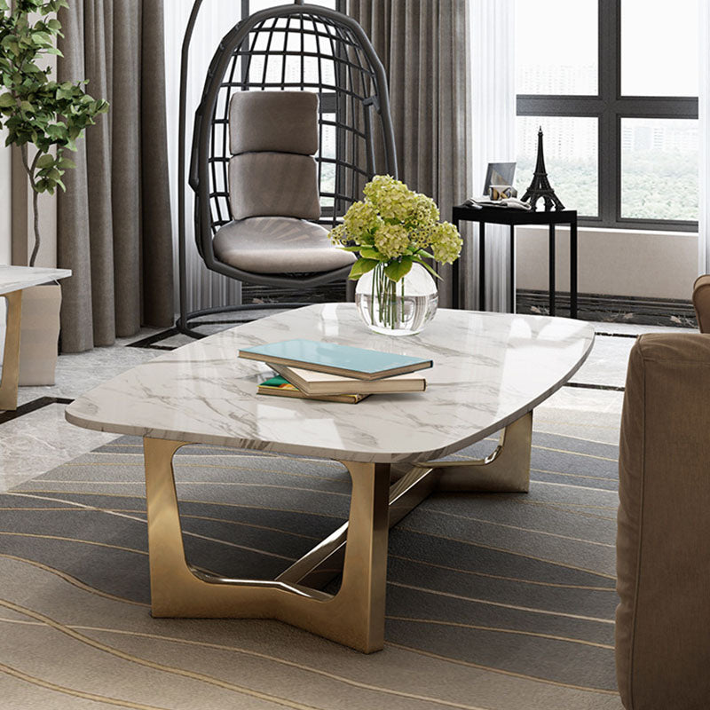 Glam Schraag salontafel Wit marmeren koffiecocktailtafel