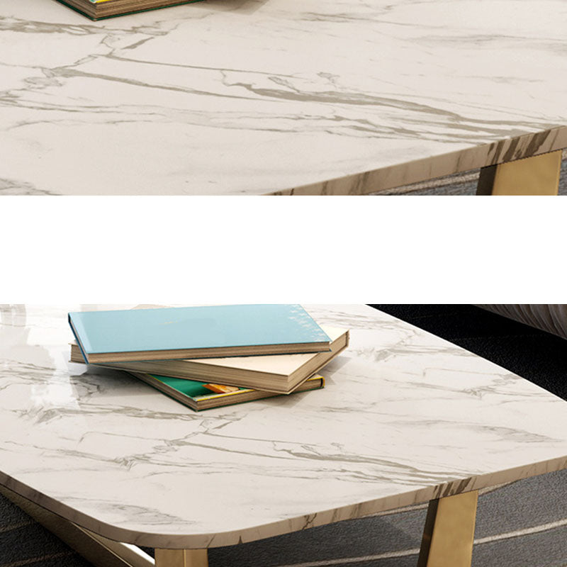 Glam Schraag salontafel Wit marmeren koffiecocktailtafel