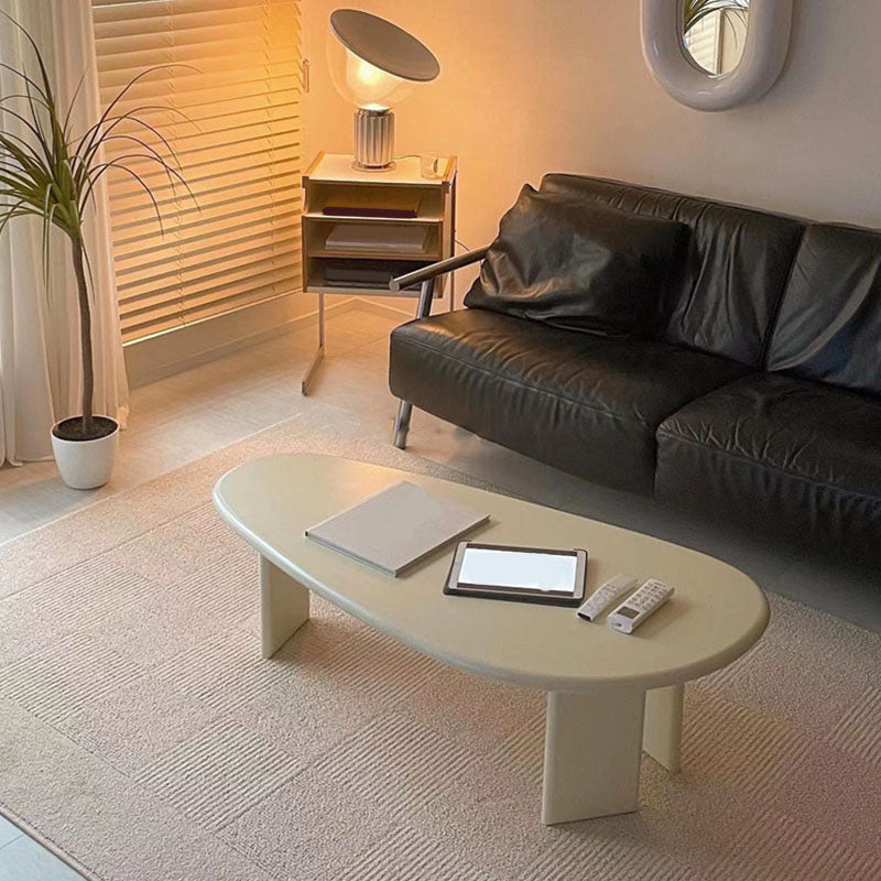 Contemporary Beige Coffee Table with 3 Legs in Wood Coffee Cocktail Table