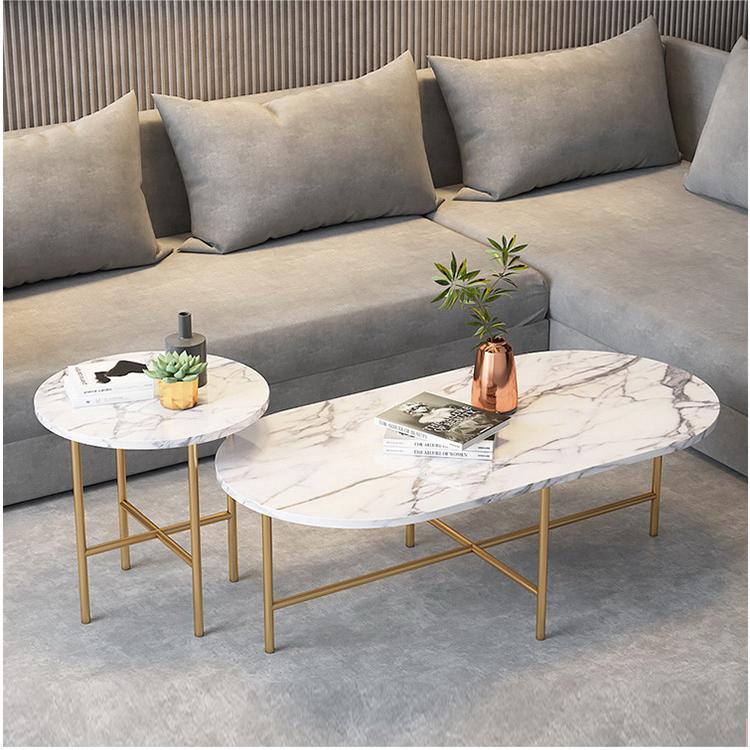 Glam Table basse en ardoise à 4 pieds avec base en fer blanc