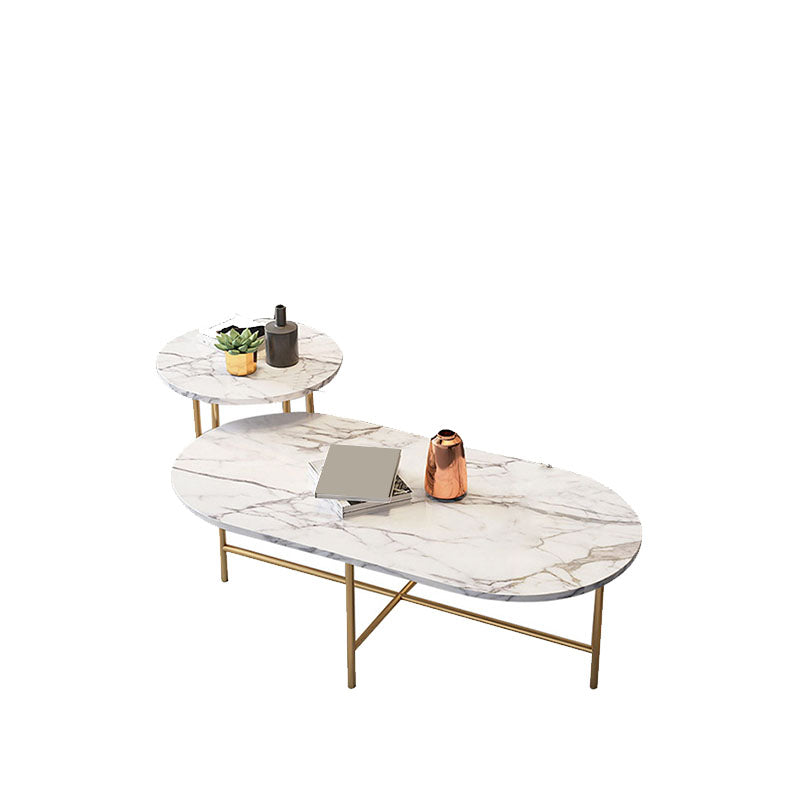 Glam Table basse en ardoise à 4 pieds avec base en fer blanc