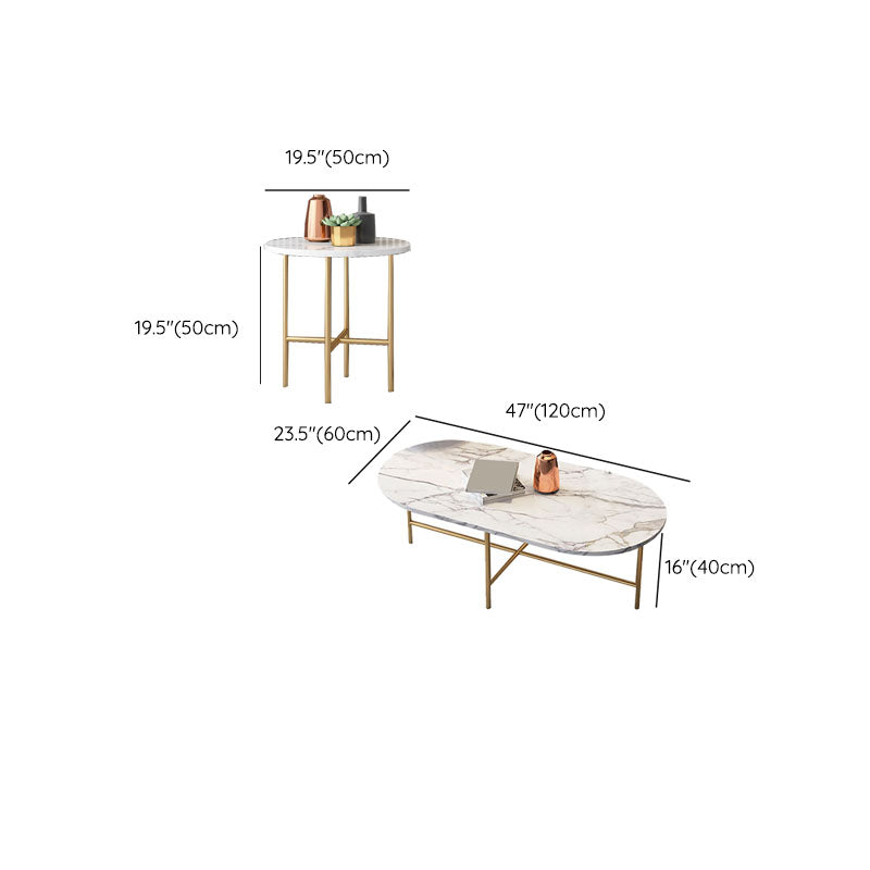 Glam Table basse en ardoise à 4 pieds avec base en fer blanc
