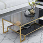 Abstract Coffee Table Glass/Marble Coffee Cocktail Table with Shelf