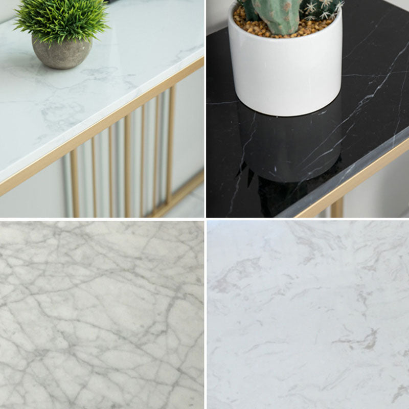 Abstract Coffee Table Glass/Marble Coffee Cocktail Table with Shelf