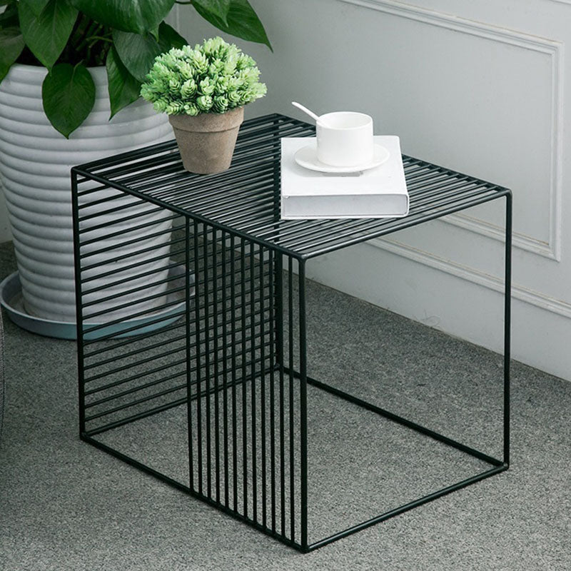 Mid-Century Modern Coffee Table in Black Iron Cocktail Table 19"L x 15"W x 16"H Trestle Clearhalo 'Coffee & Accent Tables' 'Coffee Tables' 'coffee_tables' 'furn' 'furn_coffee_tables' 'Furniture' 'Living Room Furniture' 6434466