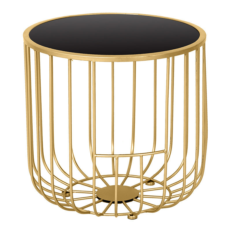 Contemporary Round Top Cocktail Table with Frame Base in Iron Black Clearhalo 'Coffee & Accent Tables' 'Coffee Tables' 'coffee_tables' 'furn' 'furn_coffee_tables' 'Furniture' 'Living Room Furniture' 6434497