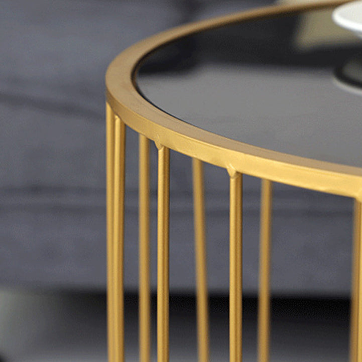 Contemporary Round Top Cocktail Table with Frame Base in Iron Clearhalo 'Coffee & Accent Tables' 'Coffee Tables' 'coffee_tables' 'furn' 'furn_coffee_tables' 'Furniture' 'Living Room Furniture' 6434498