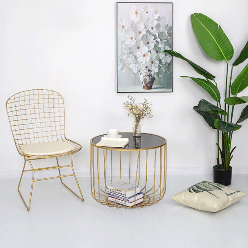 Contemporary Round Top Cocktail Table with Frame Base in Iron Clearhalo 'Coffee & Accent Tables' 'Coffee Tables' 'coffee_tables' 'furn' 'furn_coffee_tables' 'Furniture' 'Living Room Furniture' 6434502