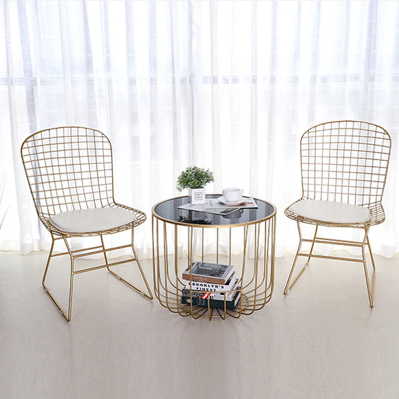 Contemporary Round Top Cocktail Table with Frame Base in Iron Clearhalo 'Coffee & Accent Tables' 'Coffee Tables' 'coffee_tables' 'furn' 'furn_coffee_tables' 'Furniture' 'Living Room Furniture' 6434503