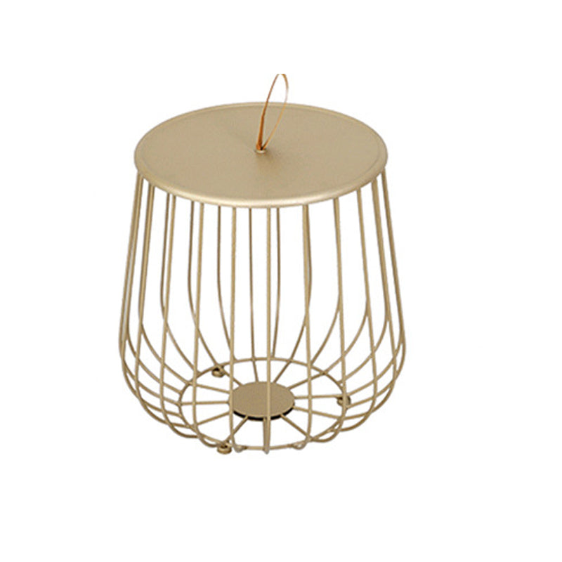 Contemporary Round Top Cocktail Table with Frame Base in Iron 16"L x 16"W x 16"H Gold Clearhalo 'Coffee & Accent Tables' 'Coffee Tables' 'coffee_tables' 'furn' 'furn_coffee_tables' 'Furniture' 'Living Room Furniture' 6434506