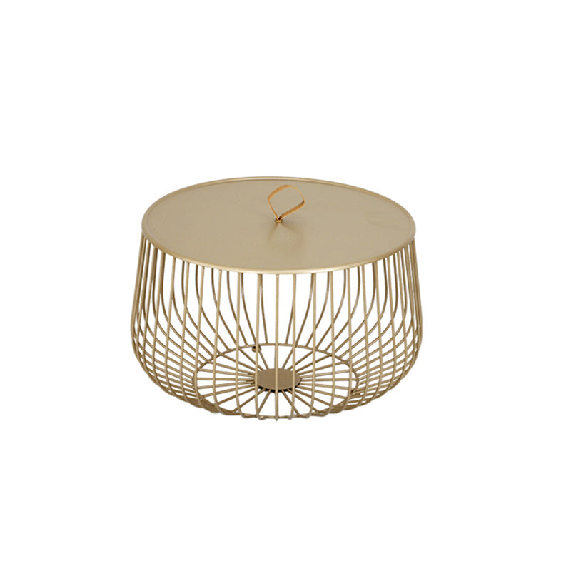 Contemporary Round Top Cocktail Table with Frame Base in Iron 26"L x 26"W x 15"H Gold Clearhalo 'Coffee & Accent Tables' 'Coffee Tables' 'coffee_tables' 'furn' 'furn_coffee_tables' 'Furniture' 'Living Room Furniture' 6434507