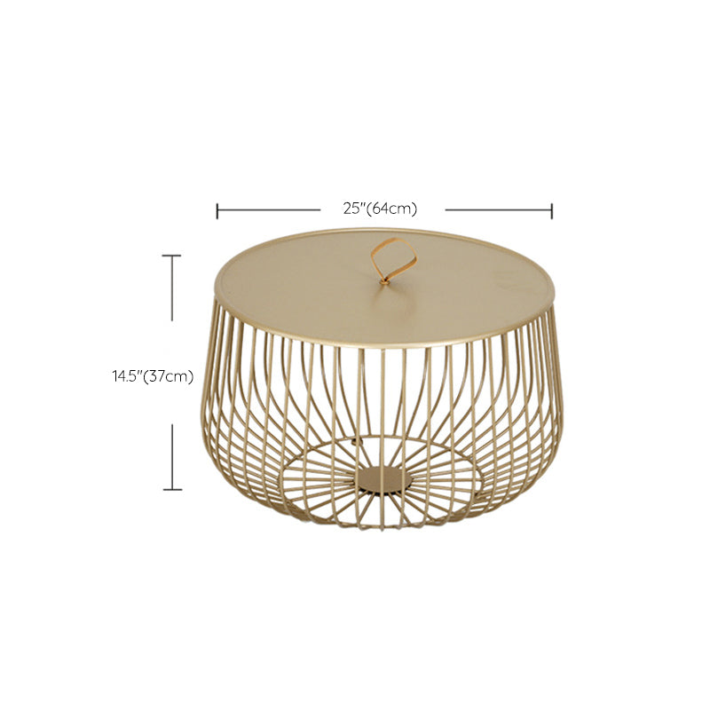 Contemporary Round Top Cocktail Table with Frame Base in Iron Clearhalo 'Coffee & Accent Tables' 'Coffee Tables' 'coffee_tables' 'furn' 'furn_coffee_tables' 'Furniture' 'Living Room Furniture' 6434508